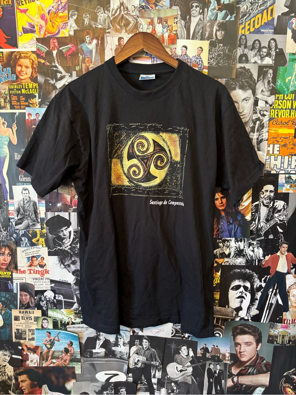 Black Graphic Tee - Santiago de Compostela
